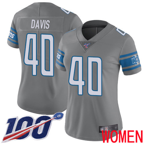 Detroit Lions Limited Steel Women Jarrad Davis Jersey NFL Football 40 100th Season Rush Vapor Untouchable